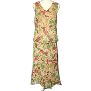 Vintage Pendleton Floral Print Silk Sleeveless Blouse and Skirt Set Size S/M